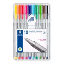 Rašiklis STAEDTLER TRIPLUS FINELINER 334, 0,3 mm, 10 spalvų rinkinys, pak.