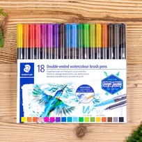 Flomasteriai STAEDTLER, dvipusiai, 18 vnt., vnt.