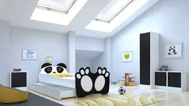 Lova su čiužiniu ir stalčiumi BEAR BLACK 140x70