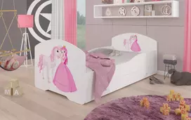 Lova su čiužiniu ir stalčiumi PEPE Princesė ir arkliukas 160x80