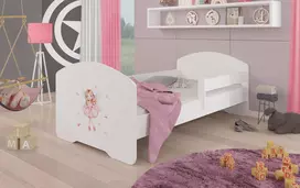 Lova su čiužiniu ir turėklais PEPE Mergaitė su sparnais 160x80