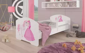Lova su čiužiniu ir turėklais PEPE Princesė ir arkliukas 140x70