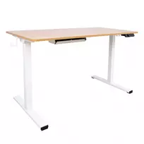 Rašomasis stalas ERGO su 1 varikliu, 120x60xH73-121cm, baltas/ ąžuolas