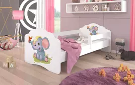 Lova su čiužiniu ir turėklais CASIMO Dramblys 140x70