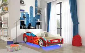 Lova su čiužiniu ir LED apšvietimu LED AUTO 4x4 140x70