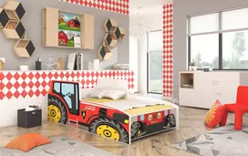 Lova su čiužiniu TRACTOR RED 160x80
