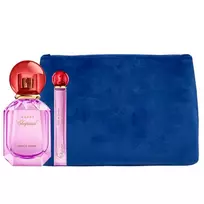 Luxury Naturals Perfumery Set Chopard: Happy Felicia Roses, Eau De Parfum, For Women, 100 ml + Happy Felicia Roses, Eau De Parfum, For Women, 10 ml + Chopard, Synthetic Leather, Bag, Trouse Pouche, Blue, For Women, 2.4 x 9 x 6.2 cm