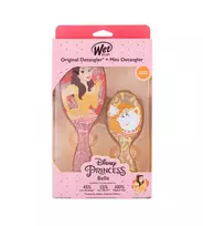 „Wet Brush“ „Disney Princess Belle“ dovanų rinkinys: plaukų šepetys „Original Detangler“ + plaukų šepetys „Mini Detangler“