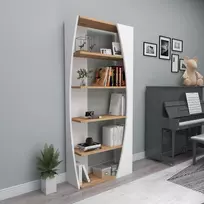 Knygų lentyna, Hanah Home, Atlanto pušis Balta, 63,6 x 150 x 23,8, cm