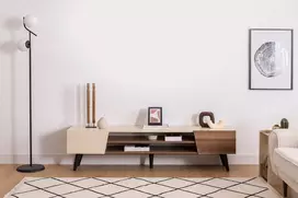 TV stovas, Hanah Home, graikinis riešutas Smėlio spalvos, 180 x 45 x 37, cm