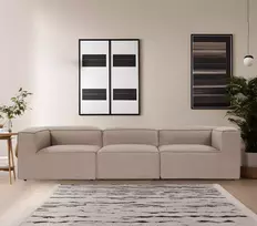 Trivietė sofa Hanah Home Fora, ruda, 297 x 66 x 105