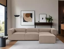 Kampinė sofa Hanah Home Fora, ruda, 297 x 66 x 190