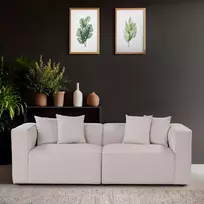 Dvivietė sofa Hanah Home Mora, Ecru, 220 x 69 x 90