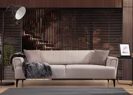 Trivietė sofa-lova Hanah Home Hamlet, smėlio spalvos, 95 x 77 x 230