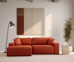 Kampinė sofa-lova Hanah Home Pırlo, oranžinė, 145 x 43 x 206