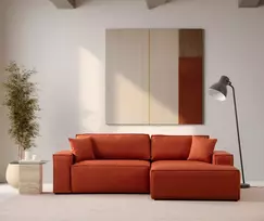 Kampinė sofa-lova Hanah Home Pırlo, oranžinė, 145 x 43 x 206