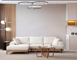 Kampinė sofa Hanah Home Eti, balta, 98 x 78 x 170