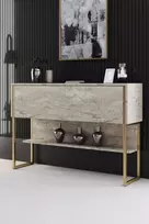 Konsolė, Hanah Home, Travertinas Auksinis, 120 x 80 x 30, cm