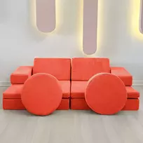 Dvivietė sofa-lova Hanah namų galvosūkis, oranžinis, 140 x 46 x 70