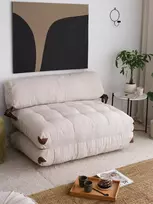 Dvivietė sofa-lova Hanah Home sulankstoma, balta, 120 x 79 x 75