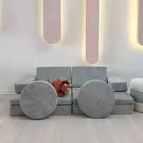Dvivietė sofa-lova Hanah namų galvosūkis, mėlynas, 140 x 46 x 70