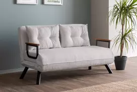 Dvivietė sofa-lova Hanah Home Sando , balta, 120 x 40 x 60