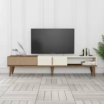 TV stovas, Hanah Home, graikinis riešutas Kremas, 180 x 40 x 35, cm