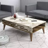 Kavos staliukas, Hanah Home, Graikinis riešutas Baltas Marmuras, 105 x 60 x 34,6, cm