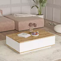 Kavos staliukas, Hanah Home, Atlanto pušis Balta, 90 x 28,6 x 60, cm