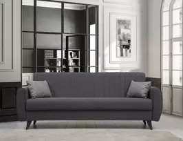 Trivietė sofa-lova Hanah Home Alkon, tamsiai pilka, 214 x 86 x 77