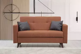 Dvivietė sofa-lova Hanah Home Polya, plytelių raudona, 151 x 86 x 75