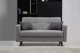Dvivietė sofa-lova Hanah Home Polya, šviesiai pilka, 151 x 86 x 75