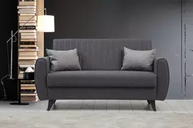 Dvivietė sofa-lova Hanah Home Alkon, tamsiai pilka, 158 x 86 x 77
