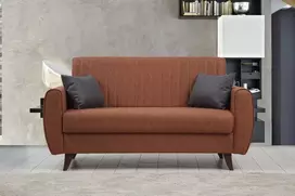 Dvivietė sofa-lova Hanah Home Alkon, plytelių raudona, 158 x 86 x 77