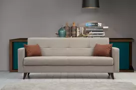 Trivietė sofa-lova Hanah Home Polya, smėlio spalvos, 205 x 86 x 75