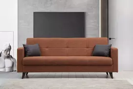 Trivietė sofa-lova Hanah Home Polya, plytelių raudona, 205 x 86 x 75