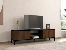 TV stovas, Hanah Home, graikinis riešutas Juoda, 180 x 45 x 40, cm