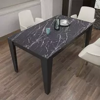 Valgomojo stalas, Hanah Home, juodas Marmuras, 145 x 75 x 85, cm
