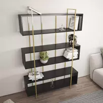 Knygų lentyna, Hanah Home, Antracitas Auksinis, 120 x 180 x 29,6, cm