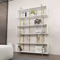Knygų lentyna, Hanah Home, balta Auksinis, 120 x 180 x 29,6, cm