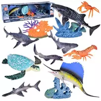 Sea animals set of figures 10 pcs Turtle Lobster Fish Saw Crab ZA5174
