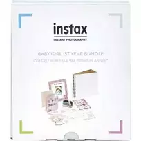 instax rinkinys 1-ajam vaiko gimtadieniui, rožinis (rėmelis, albumas, lipdukai ir dekoruota lipni jostelė)