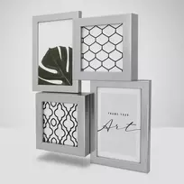 Rėmelis KNOR 3D 2x10x15+2x10x10 sidabrinis|plexi|28x32cm