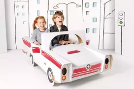 Kartoninis vaikiškas 3D kabrioletas „Super Car“ spalvinimui ir konstravimui