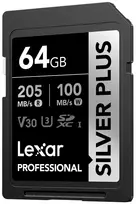 "Lexar SDXC Professional SILVER Plus UHS-I/U3/A2/4K R205/W100 (V30) 64GB