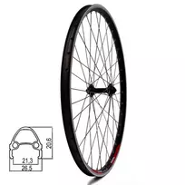 Priekinis ratas 26" // 36H, V-Brake // dvigubas, greitveržlė, aliuminis, kniedytas