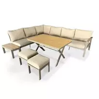 Kampinis lauko baldų komplektas Vega, su aukštu stalu, beige