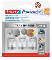 Drabužių kabliukas Tesa Powerstrips, 3 vnt., skaidri