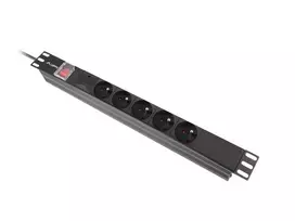 PDU rack power strip 19 inch 1U 16A 5x230V 2m black
