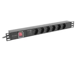 PDU rack power strip 19 inch 1U 16A 5xschuko 2m black